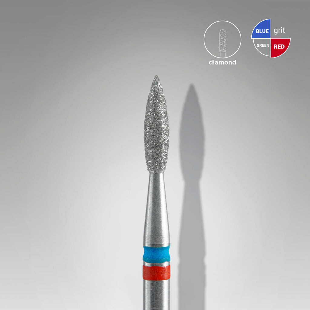 Diamond nail drill bit DUO pointed flame red-blue
EXPERT head diameter 2,1 mm / working part 8 mm