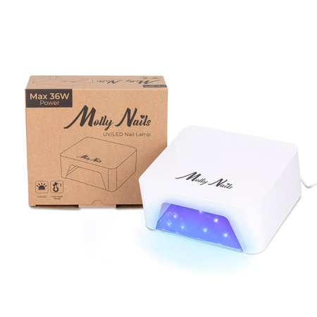Molly Nails 36W UV/LED nail lamp for hybrid varnishes, gels, and acrylic gels, white V9