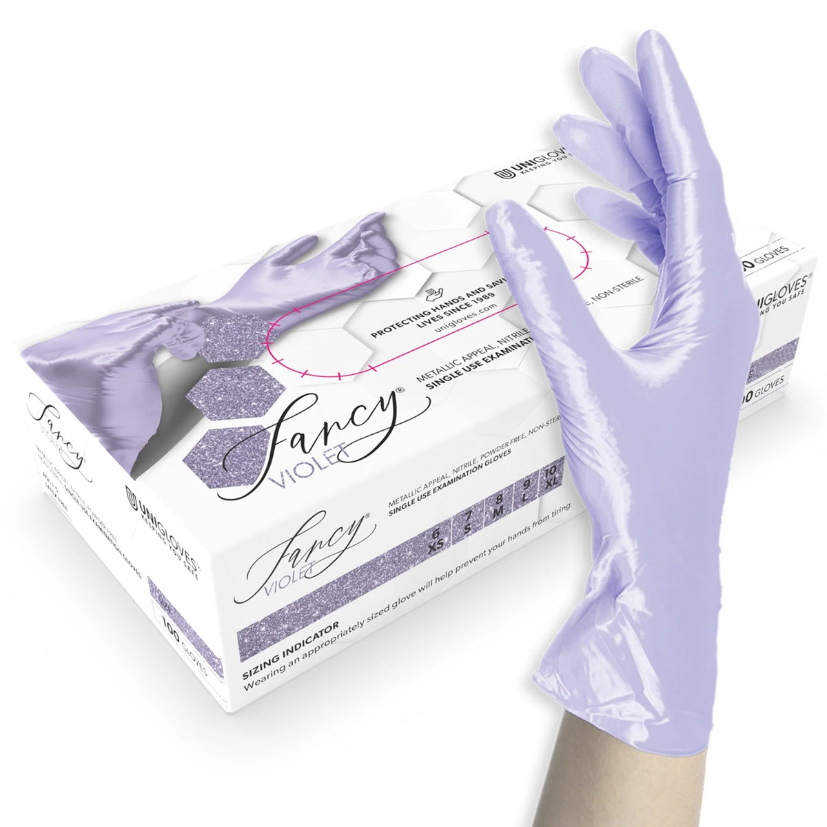 Fancy Nitrile Gloves, Purple, Unigloves SMALL