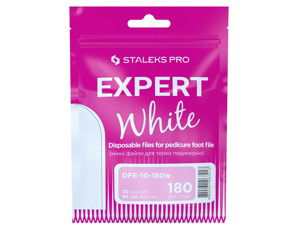 Disposable white files for pedicure grater EXPERT 10 180 grit (30 pcs)