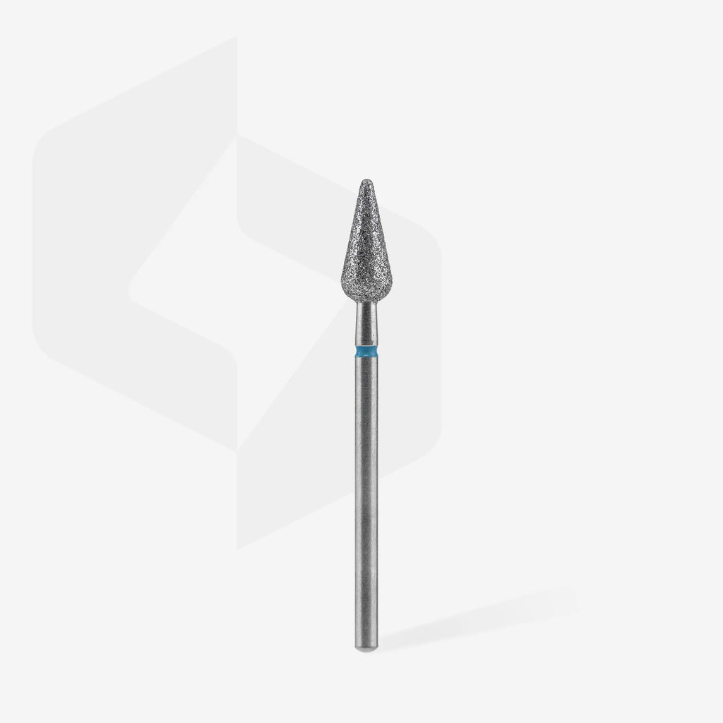 Diamond nail drill bit pointed pear blue, head diameter 5 mm, working part 12 mm