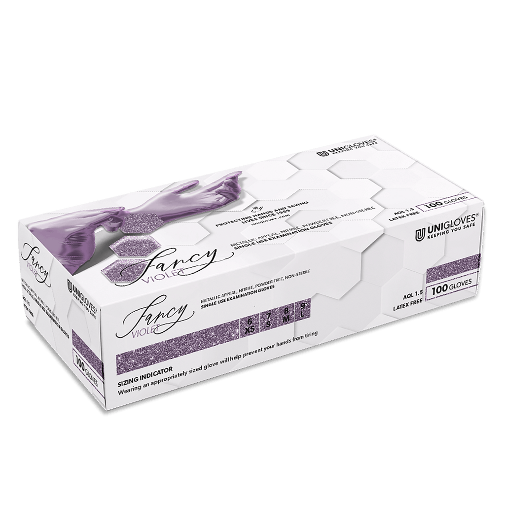 Fancy Nitrile Gloves, Purple, Unigloves MEDIUM