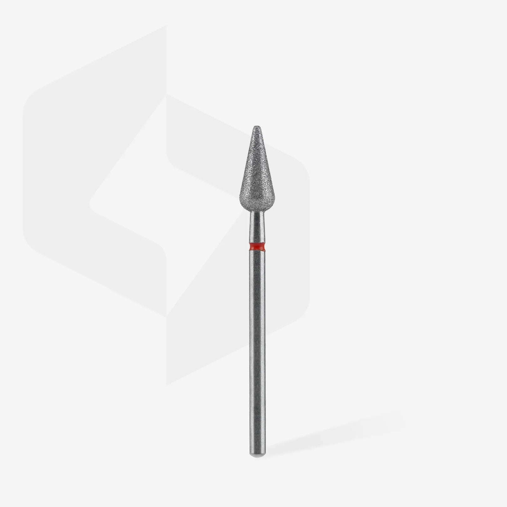 Diamond nail drill bit pointed pear red, head diameter 5 mm, working part 12 mm