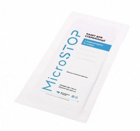 MICROSTOP Sterilization Pouches, White, 100x200 mm, 100 pcs